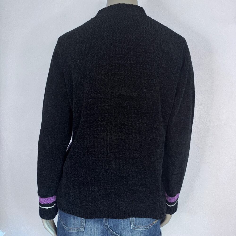 VIT 90s Chenille Color Block Sweater Purple Blue Geometric Knit Large Pop Art - Picture 5 of 6
